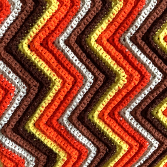 Vintage Crocheted Chevron Blanket - Picture 2 of 5